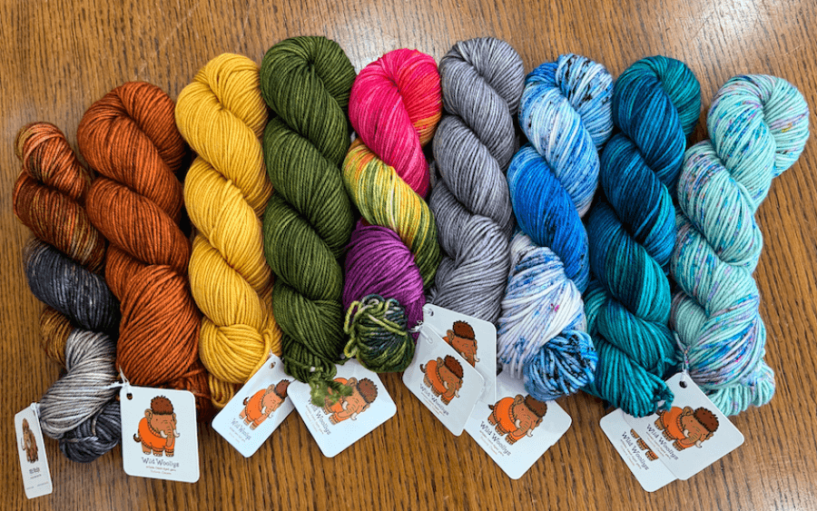 Baaad Anna’s photograph of Wild Woollys worsted yarn in a range of colours